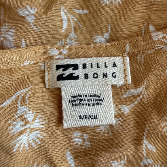 Billabong Hot Tropics Mini Wrap Dress Floral Mustard Yellow/White Small - Picture 7 of 8
